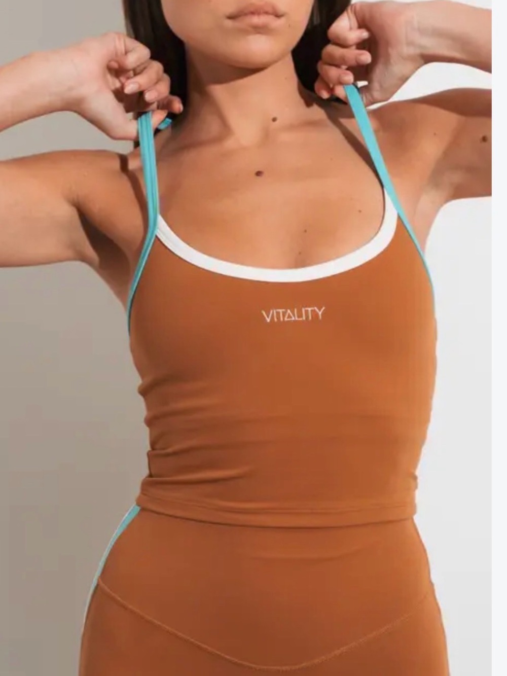 Vitality cloud ll bra Brown Tank with Aqua Straps